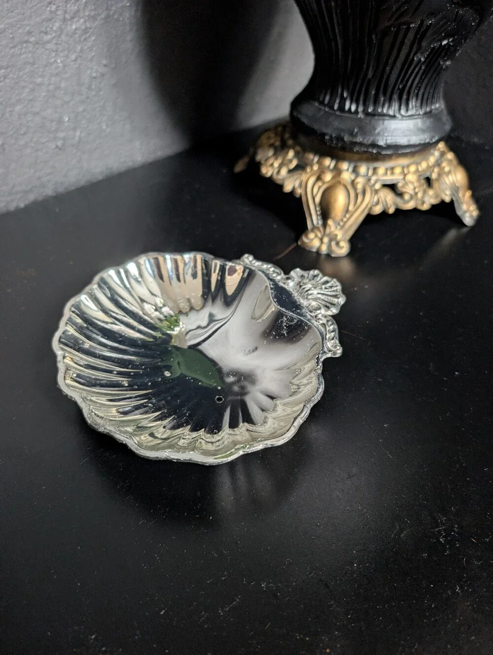 Vintage Silver Plated Clam Shell Footed Server, Trinket Bowl, Made In Japan, 6